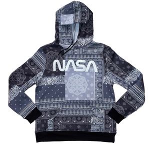 *NASA EUC Black Gray Paisley Mandella Hoodie Sz M